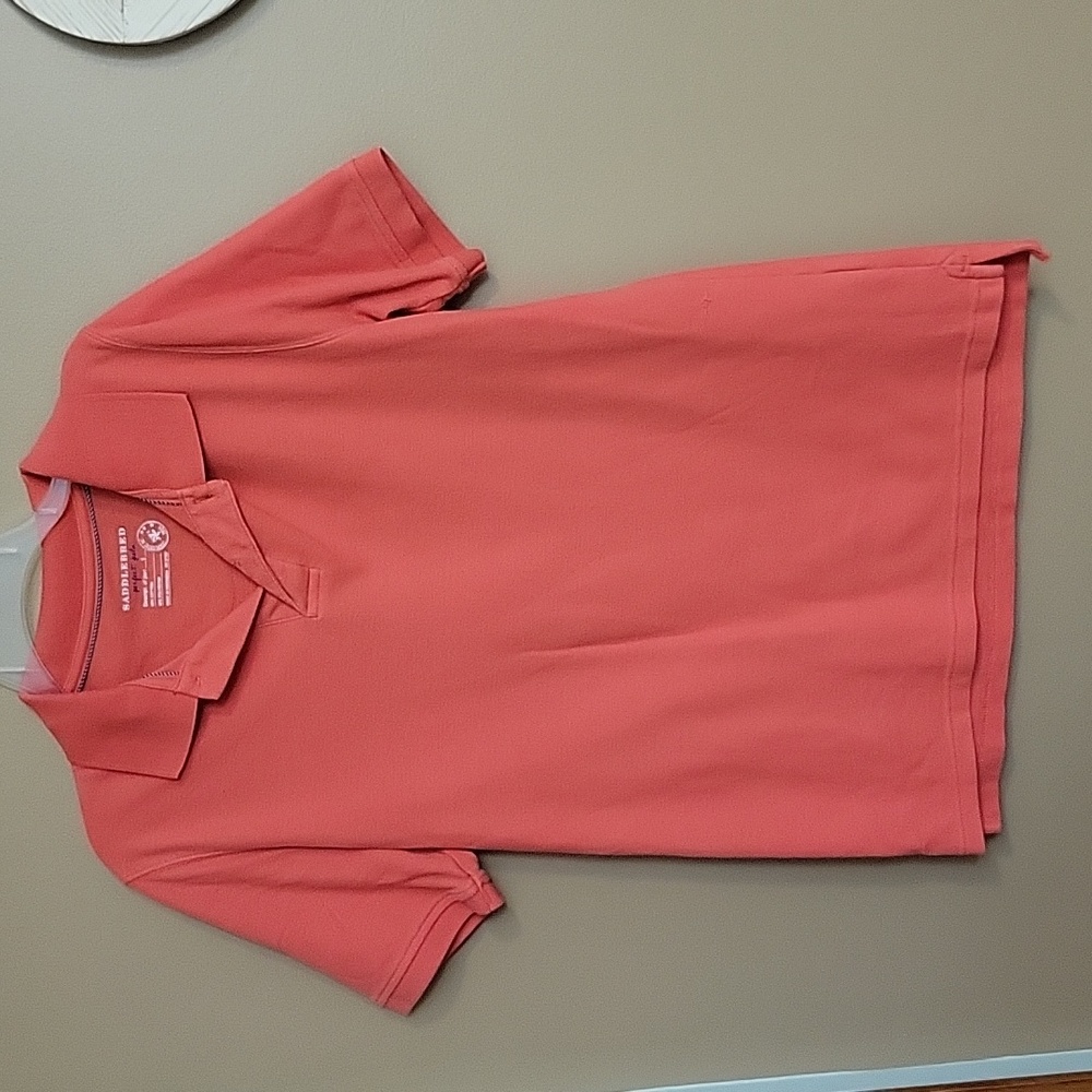 Mens Sz Sm polo shirt coral color